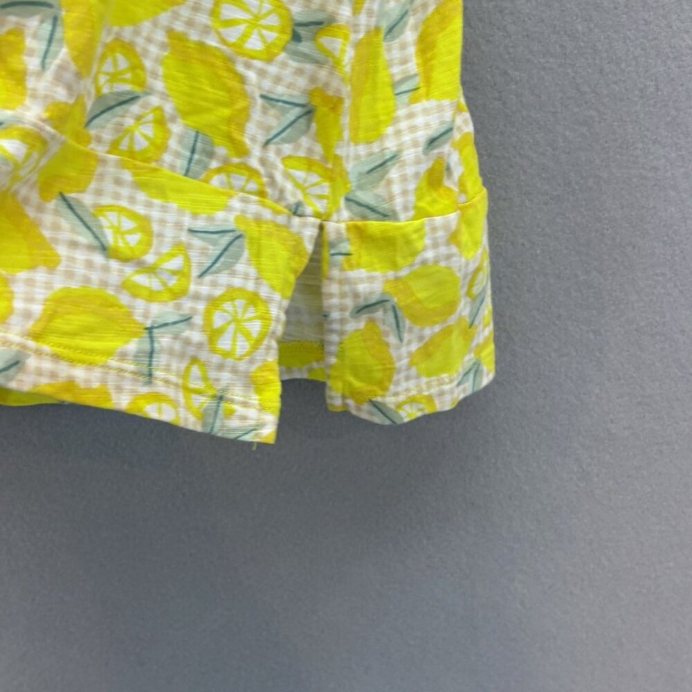 Lands End Slub Jersey 3/4 Sleeve Top Lemon Print SZ Medium 10-12 Summer, Comfort - Picture 4 of 10